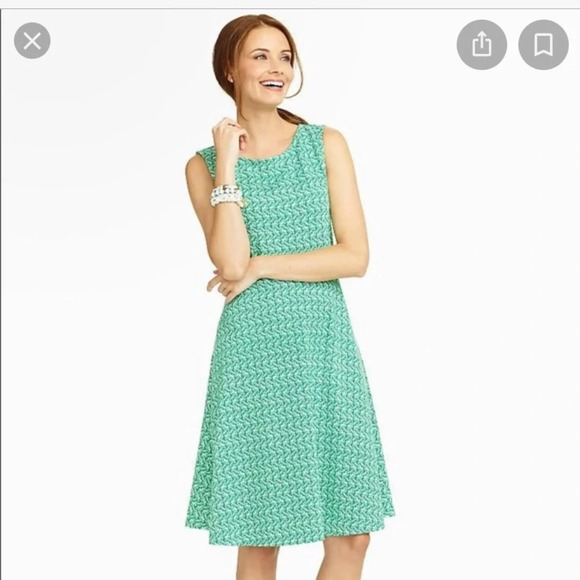 Talbots Green & White Sunglasses Print Dress Small - Picture 1 of 7